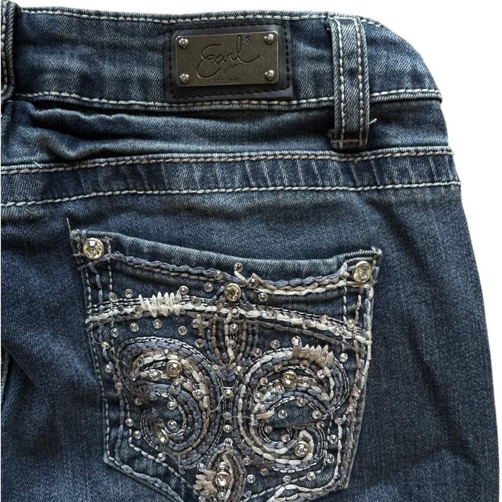 Earl Jeans Y2K McBling Style Straight Leg Bedazzled Rhinestone Pocket Denim 6